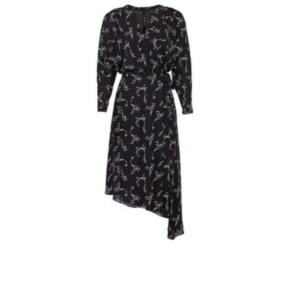 Joie Acantha Caviar Black Silk Wrap Midi Dress Size Medium – Floral Print - Picture 2 of 5